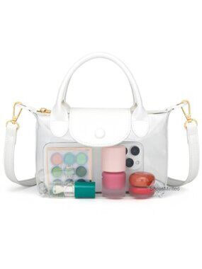 Clear PVC Crossbody Purse Stadium Approved with Vegan Leather Trim Small Handbag